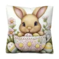 Housse de coussin lapin mignon fleurs style nordique paques taie d oreiller decoration - Style 1 (Lapin Fleur Tasse)
