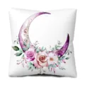 Purple crescent moon floral peach skin velvet cushion cover for home sofa bedroom decor. - Style 2 (ZY161-2) / Peach Skin Pillow Cover