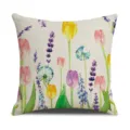 Watercolor floral linen throw pillow cover, elegant botanical cushion case for home sofa decor. - Style 7 / 45x45cm