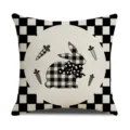 Easter black and white buffalo plaid bunny throw pillow cover, cute rabbit cushion for sofa. - Style 8 / 45x45cm