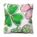 Cojín cuadrado con diseño de trébol verde y rosa, almohada decorativa de acuarela para sofá hogar - Estilo 4
