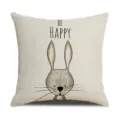 Housse de coussin en lin avec impression de lapin de cartoon mignon pour déco salon. - Taille 45 Housse de Coussin en Lin (Sans Noyau) Impression Unilatérale / Lapin