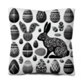 Housse de coussin lapin de Pâques géométrique noir et blanc, taie décorative canapé. - Lapin Œuf Style Un
