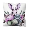 Housse de coussin décorative lapin de Pâques, fleurs aquarelle canapé vacances de printemps. - 45 Taille Housse De Coussin En Velours Peau De Pêche (Sans Garnissage) Impression Simple Face / Style 2