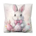 Housse de coussin lapin de Pâques en peau de pêche joli motif œuf de lapin déco - Style 1 / 45x45cm