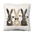 Housse de coussin lapin de Pâques cœur mignon taie d'oreiller velours pour canapé salon déco - Style Lapin de Dessin Animé (FH3 (2)) / 45x45cm
