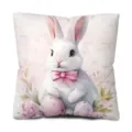 Housse de Coussin Lapin de Pâques Nœud Rose Œuf Floral Décoration Maison Printemps Chic - Style 2 / 45x45cm
