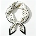 Elegant black and white polka dot silk scarf, premium 53cm square neck scarf for women. - Black White Polka Dot