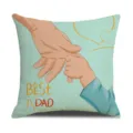 Father's day cartoon hand in hand printed square linen pillow cover for home sofa office decor. - Best Dad Style / 45x45cm Single-Sided Print (Without Insert)