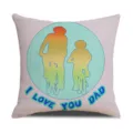 Father's Day theme printed cushion cover front view showcasing dad and child cycling design. - Cycling Father and Son Style / 45x45cm Single-Sided Print (Without Insert)