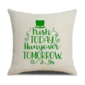 St. Patrick's Day linen throw pillow cover with festive green letter print for home decor. - 45x45cm / Style 3