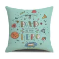 Father's day cartoon printed throw pillow case, cute dad hero sofa decorative cushion cover - Hero Dad Style / 45x45cm Single-Sided Print (Without Insert)