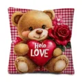 Valentinstag Teddybär Liebe Herz Kissenbezug weiche Pfirsichhaut Kissenhülle Dekorativ - Teddybär Herz Umarmung(QRJ39-1) / 45x45cm