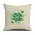 St. Patrick's Day shamrock linen cushion cover, festive green clover print pillowcase for home. - 45x45cm / Style 4