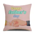 Father's Day decorative throw pillow cover, pink linen cushion case with cute hand print. - Happy Father's Day Style / 45x45cm Single-Sided Print (Without Insert)