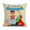 Father's Day cartoon printed throw pillow cover cotton linen sofa cushion cover home decor - Super Daddy Style / 45x45cm Single-Sided Print (Without Insert)