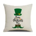 Federa cuscino lino San Patrizio, stampa cappello verde trifoglio copricuscino decorativo - 45x45cm / Modello 6