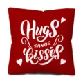Valentinstag Kissenbezug Rot Pfirsichhaut Samt Herz Buchstaben Druck Sofakissen Deko - Umarmungen & Küsse Herz(QRJ39-4) / 45x45cm