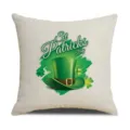 Federa per cuscino in lino di San Patrizio con cappello verde e lettering festivo stampato. - 45x45cm / Stile 8