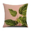 Funda de cojín de lino con estampado de hojas botánicas simples de verano para sofá - SRTK (331)