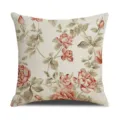 Vintage floral throw pillow cover decorative linen cushion cover for sofa home decor. - 45x45cm / Pink Rose (SRTK 121)