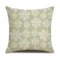 Funda de cojín con margaritas flores retro, funda de almohada de lino verde minimalista - Tamaño 45 Funda de Cojín de Lino (Sin Núcleo) Estampado de Una Sola Cara / Estilo 7