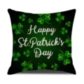 St. Patrick's Day shamrock printed square linen throw pillow for sofa bedroom decor. - St. Patrick's Day Style 3