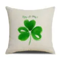 Green shamrock linen throw pillow St. Patrick's Day square cushion cover for sofa bed - St. Patrick's Day Style 5