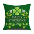 Green St. Patricks Day linen throw pillow, square cushion cover for sofa, bedroom and office decor. - St. Patrick's Day Style 6