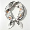 Mulberry Silk Small Square Scarf 53cm Printed Neck Scarf Elegant Women Silk Variant White - Black and White Paisley