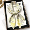 Silk scarf for women, elegant floral botanical print square neckerchief, 68x68cm luxury style. - Jungle Wonderland / 68cm