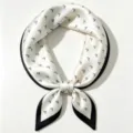 100% mulberry silk small square scarf 53cm elegant white silk neck scarf for women fashion - Beige Base Black Pony
