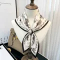 Mulberry silk 65cm square scarf vintage architectural print elegant women chic neckerchief - Courtyard Old Dream