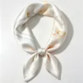 100% Silk Scarf Floral Print White 53cm Neck Kerchief Small Square Silk Scarf - Watercolor Floral