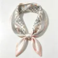 Silk square scarf for women, elegant printed 53cm neck scarf for spring and autumn daily wear. - Apricot Wild Plaid