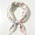 Women 100% Mulberry Silk Square Scarf 53cm Vintage Botanical Butterfly Print Neck Scarf - Star Shell Garden