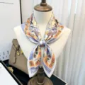 Luxury mulberry silk square scarf elegant floral print neckerchief for women fashion accessory - Eastern Pavilion Order
