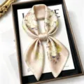 100% Mulberry Silk Scarf 68cm Floral Print Square Neckerchief Elegant Business Gift - Slightly Intoxicated Peony / 68cm