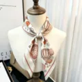 Silk Square Scarf Hot Air Balloon Print 65cm Women Fashion Elegant Neck Kerchief Variant - Hot Air Balloon Hand-Painted