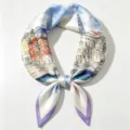 Silk square scarf for women, 53cm watercolor European city landscape print neckerchief fashion accessory. - Watercolor Modern City