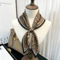 Women silk square scarf 65cm luxury leopard print neckerchief elegant stylish accessory - Fashion Leopard