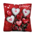 Valentine's Day red rose heart balloon throw pillow cover decorative cushion case for sofa - Red Rose Heart / 45x45cm