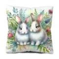 Housse de coussin décorative mignonne lapin aquarelle fleurs pour canapé et bureau. - 45 Taille Housse De Coussin En Velours Peau De Pêche (Sans Garnissage) Impression Simple Face / Style 1