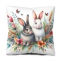 Housse de coussin lapin floral aquarelle, taie d'oreiller mignonne décorative pour le canapé salon. - 45 Taille Housse De Coussin En Velours Peau De Pêche (Sans Garnissage) Impression Simple Face / Style 2