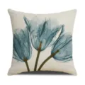 Linen blue floral throw pillow cover, minimalist modern botanical sofa cushion cover for home. - 45 Size Linen Pillow Cover (Without Core) Single-Sided Print / SRTK (41)