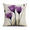 Linen floral throw pillow cover, purple X-ray botanical art decorative cushion case for sofa. - 45 Size Linen Pillow Cover (Without Core) Single-Sided Print / SRTK (45)