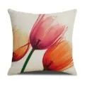 Linen cushion cover featuring a beautiful artistic tulip print, perfect for sofa and bedroom. - 45 Size Linen Pillow Cover (Without Core) Single-Sided Print / SRTK (35)