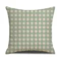 Funda de cojín de cuadros verdes, funda de almohada de lino minimalista sin relleno - Tamaño 45 Funda de Cojín de Lino (Sin Núcleo) Estampado de Una Sola Cara / Estilo 10