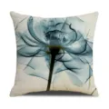 Linen throw pillow cover with blue X-ray floral print, minimalist home decor cushion. - 45 Size Linen Pillow Cover (Without Core) Single-Sided Print / SRTK (39)