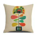 Nordic minimalist linen throw pillow cover with abstract floral botanical print for home. - 45 Size Linen Pillow Cover (Without Core) Single-Sided Print / Style 3